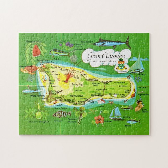 Puzzle Mapa ilustrado de Gran Caimán 11x14 (Horizontal)