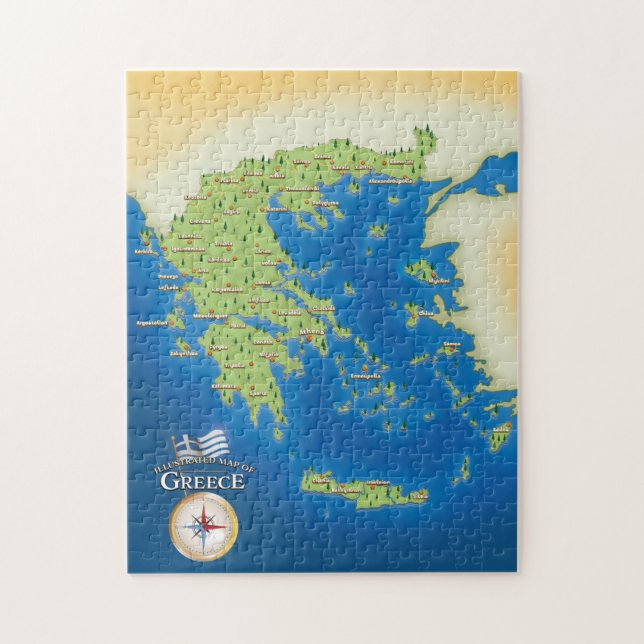Puzzle Mapa Ilustrado De Grecia (Vertical)