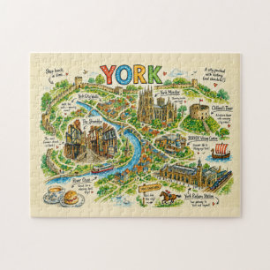 Puzzle Mapa Ilustrado de la Aventura en la Ciudad Históri