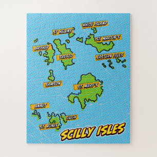 Puzzle Mapa ilustrado de las Islas Scilly con arte pop