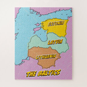 Puzzle Mapa ilustrado de los Estados Bálticos al estilo P