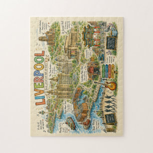Puzzle Mapa ilustrado de los monumentos y la música de Li