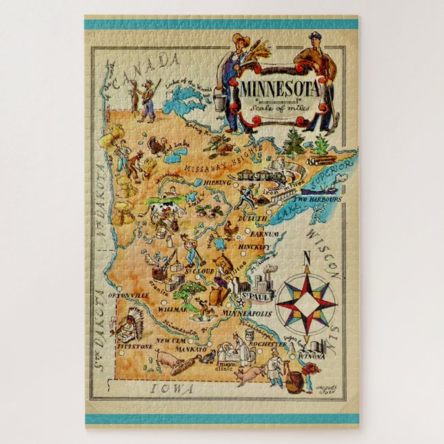 Puzzle Mapa ilustrado de Minnesota 20x30 (Vertical)