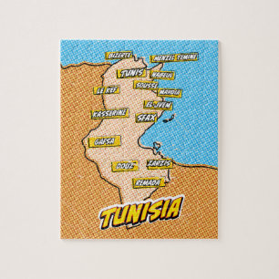 Puzzle Mapa ilustrado de Túnez de Pop Art