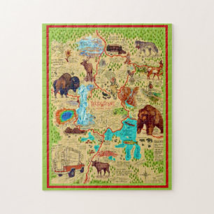 Puzzle Mapa ilustrado del Parque Yellowstone
