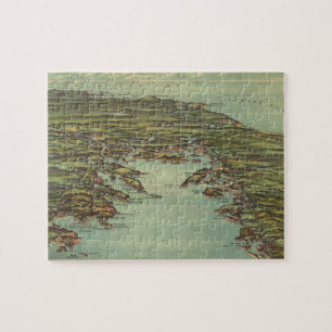 Puzzle Mapa ilustrado del vintage de los halcones Bay