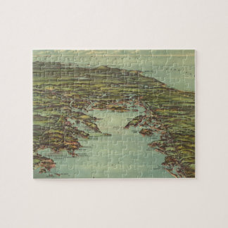 Puzzle Mapa ilustrado del vintage de los halcones Bay