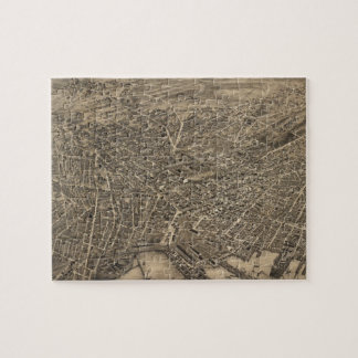 Puzzle Mapa ilustrado del vintage de New Haven CT (1879)