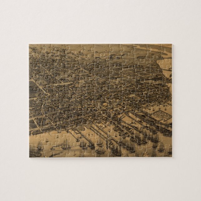 Puzzle Mapa ilustrado del vintage de Pensacola (1885) (Horizontal)