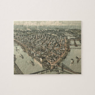 Puzzle Mapa ilustrado del vintage de Pittsburgh (1902)
