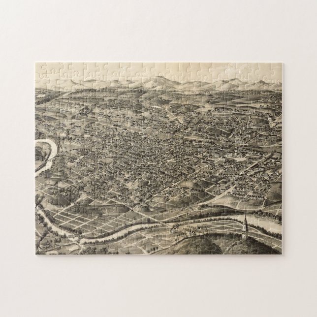 Puzzle Mapa ilustrado del vintage de Roanoke Virginia (Horizontal)