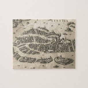 Puzzle Mapa ilustrado del vintage de Venecia Italia (1573