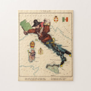 Puzzle Mapa ilustrativo de época de Italia (1869)