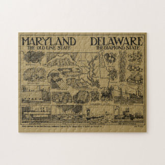 Puzzle Mapa ilustrativo de Maryland y Delaware