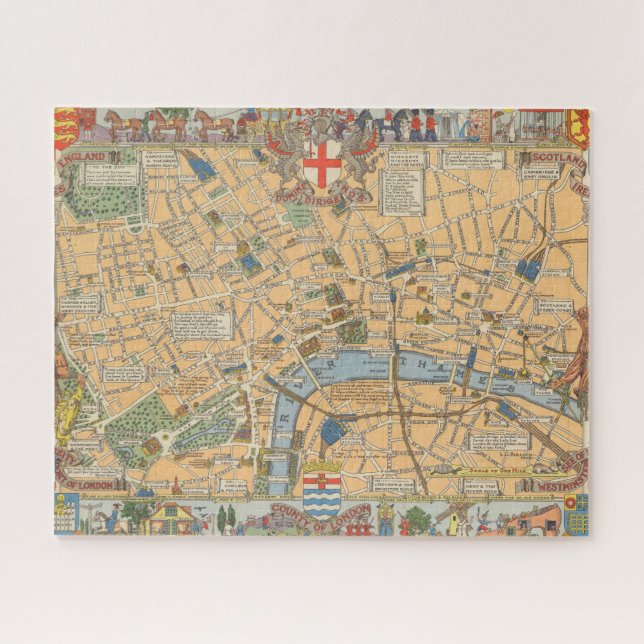 Puzzle Mapa infantil de Londres, Inglaterra (Horizontal)