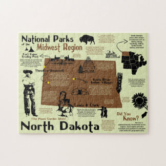 Puzzle Mapa Infográfico de Parques Nacionales de Dakota d