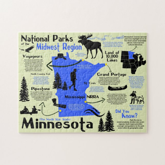 Puzzle Mapa Infográfico de Parques Nacionales de Minnesot (Horizontal)