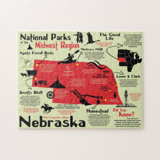 Puzzle Mapa Infográfico de Parques Nacionales de Nebraska