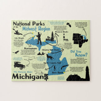 Puzzle Mapa informativo de los parques nacionales de Mich