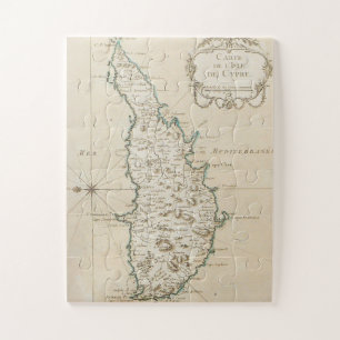 Puzzle Mapa mediterráneo de la isla de Chipre antiguo mar