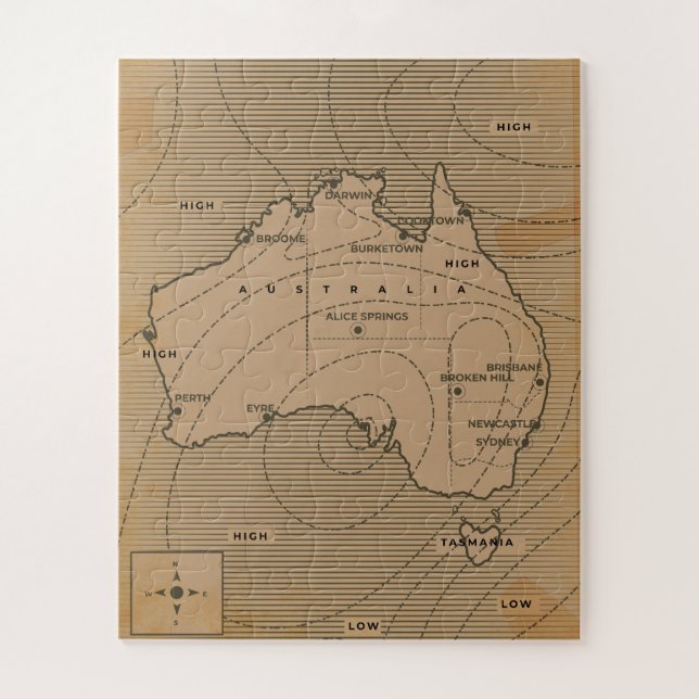 Puzzle Mapa meteorológico antiguo de Australia (Vertical)