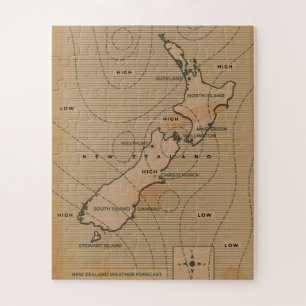Puzzle Mapa meteorológico antiguo de Nueva Zelanda