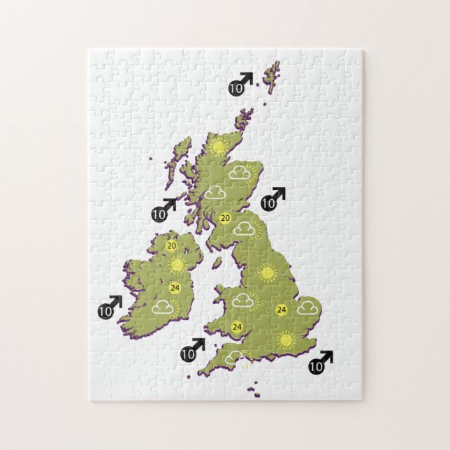 Puzzle Mapa meteorológico retro de las Islas Británicas (Vertical)