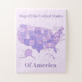 Puzzle Mapa minimalista de Estados Unidos Arte Rosa Púrpu