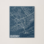 Puzzle Mapa Minimalista de la ciudad de Quebec con arte e<br><div class="desc">Quebec Canadá Mapa Minimalista de la ciudad arte en un rompecabezas azul</div>