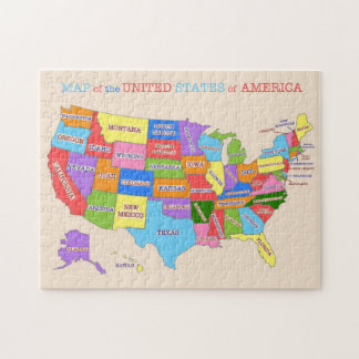 Puzzle Mapa multicolor de Estados Unidos