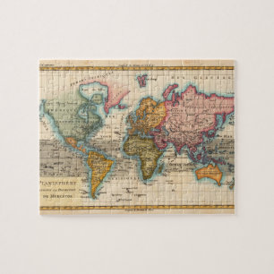 Puzzle Mapa Mundial 1780 Planisferio Antiguo de Bonne 