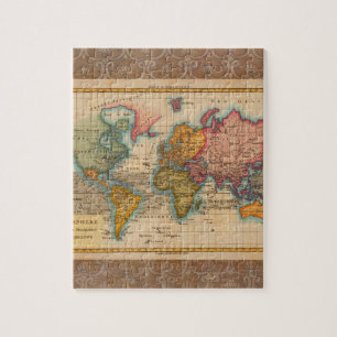 Puzzle Mapa Mundial 1780 Planisferio Antiguo de Bonne