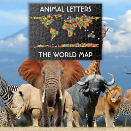 Puzzle Mapa Mundial Alfabeto Letras de Animales