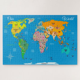 Puzzle Mapa mundial con banderas  
