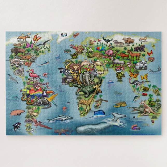 Puzzle Mapa Mundial de Animales (Horizontal)
