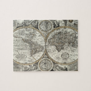 Puzzle mapa mundial de imágenes vintage
