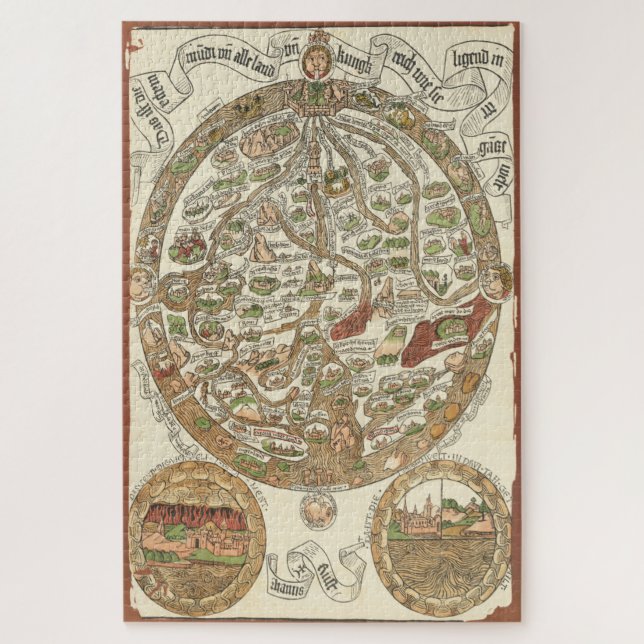 Puzzle Mapa Mundial de Woodcut de 1480 (Vertical)