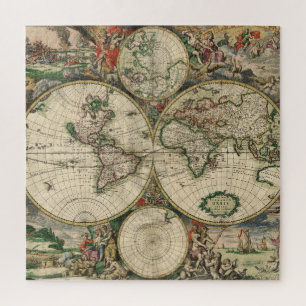 Puzzle Mapa Mundial Ilustrado Vintage