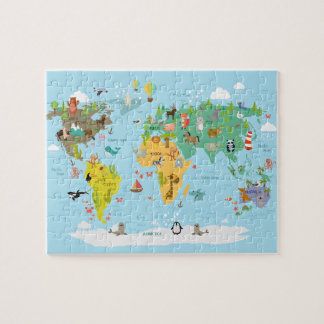 Puzzle Mapa Mundial Infantil Dibujos Animados