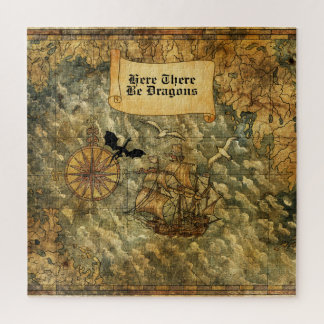 Puzzle Mapa náutico vintage 'Aquí hay dragones'