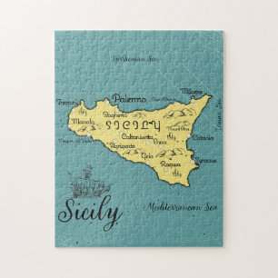 Puzzle Mapa náutico vintage de Sicilia