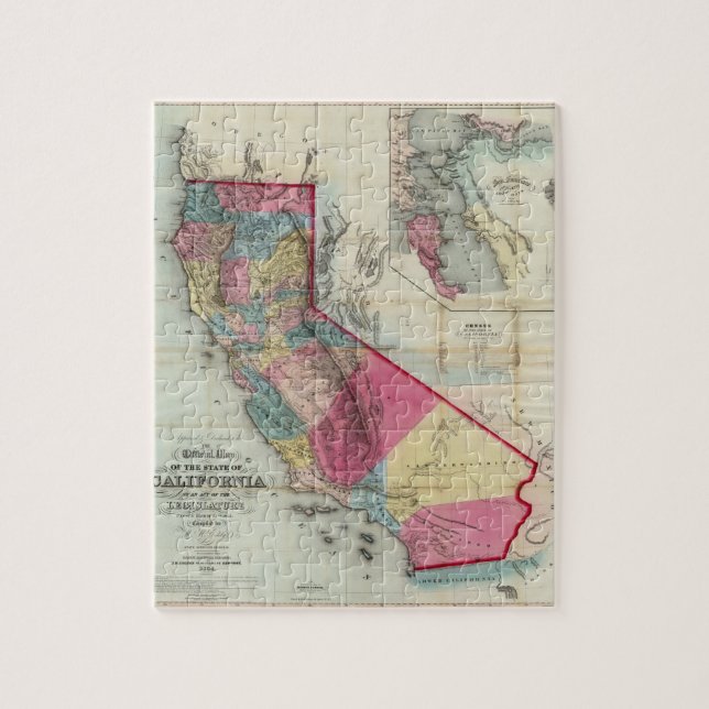 Puzzle Mapa oficial del estado de California (Vertical)