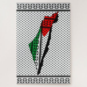 Puzzle Mapa palestino con bandera y patrón de Keffiyeg