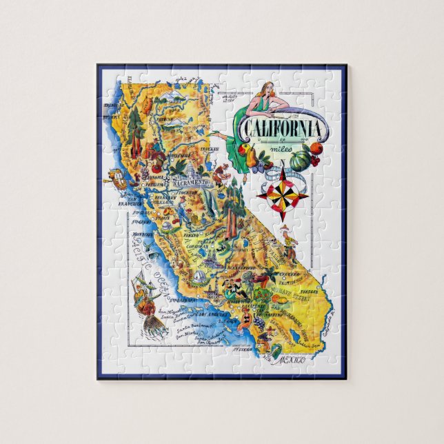 Puzzle Mapa pictórico de California (Vertical)