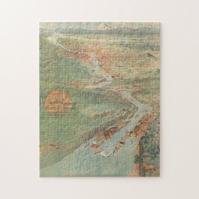 Puzzle Mapa pictórico de Portland OR (1896) (Vertical)