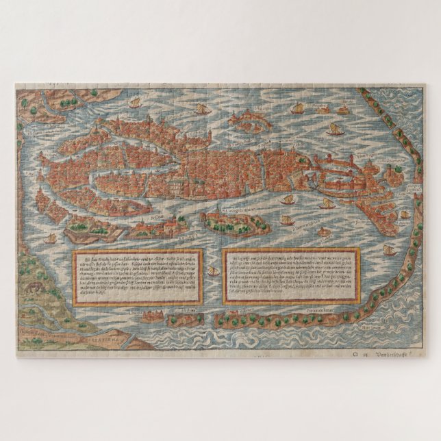 Puzzle Mapa pictórico de Venecia Italia (1550) (Horizontal)