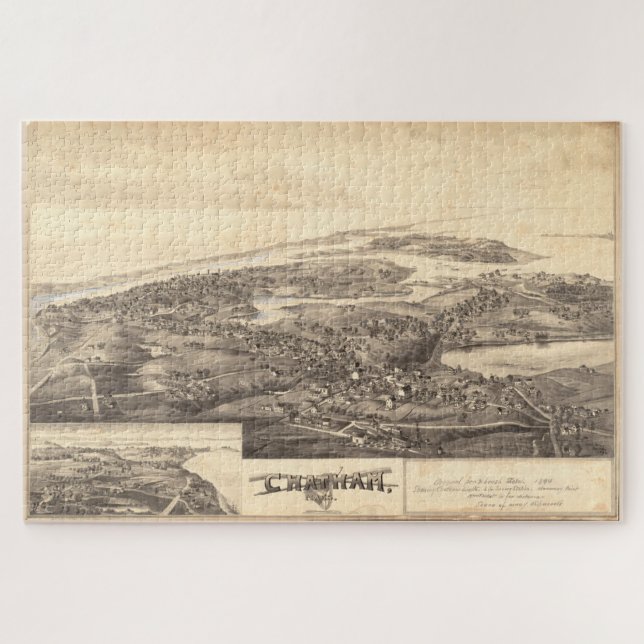 Puzzle Mapa pictórico vintage de Chatham Massachusetts (Horizontal)