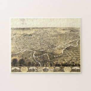 Puzzle Mapa pictórico vintage de Fort Wayne Indiana (1868