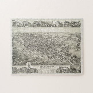 Puzzle Mapa pictórico vintage de Hazelton PA (1884)