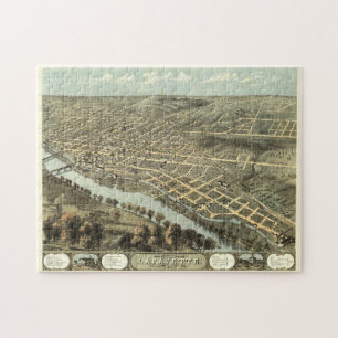 Puzzle Mapa pictórico vintage de Lafayette Indiana (1868)